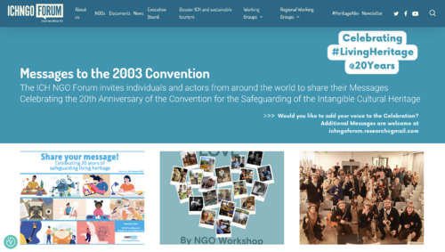 Messages to the 2003 Convention - ICH NGO Forum, ter gelegenheid van de 20ste verjaardag van de Conventie
