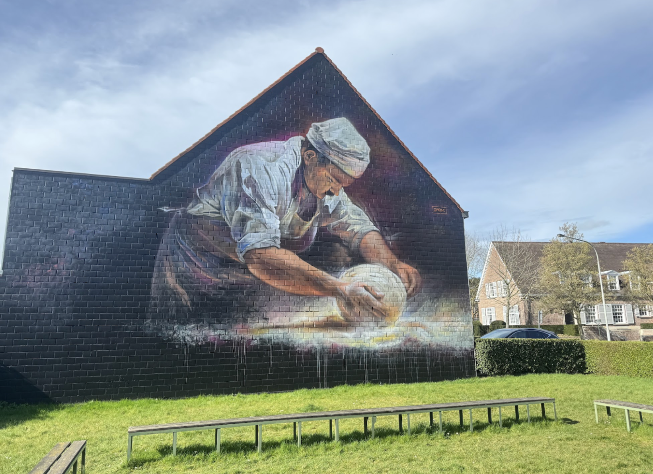 Muurschildering van bakker